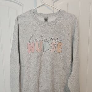 Gildan Light Gray Heavy Blend Sweatshirt- Future Nurse Size Large